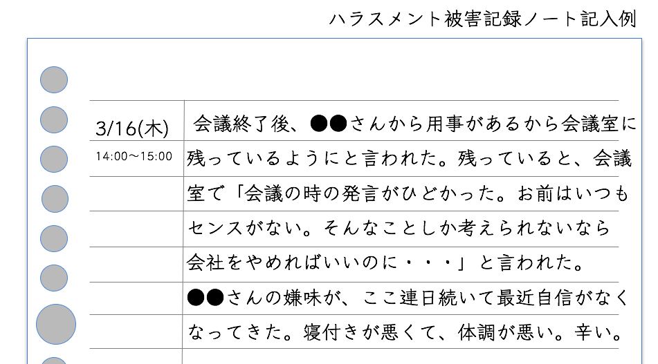 モラハラの被害内容を記録したメモやノート