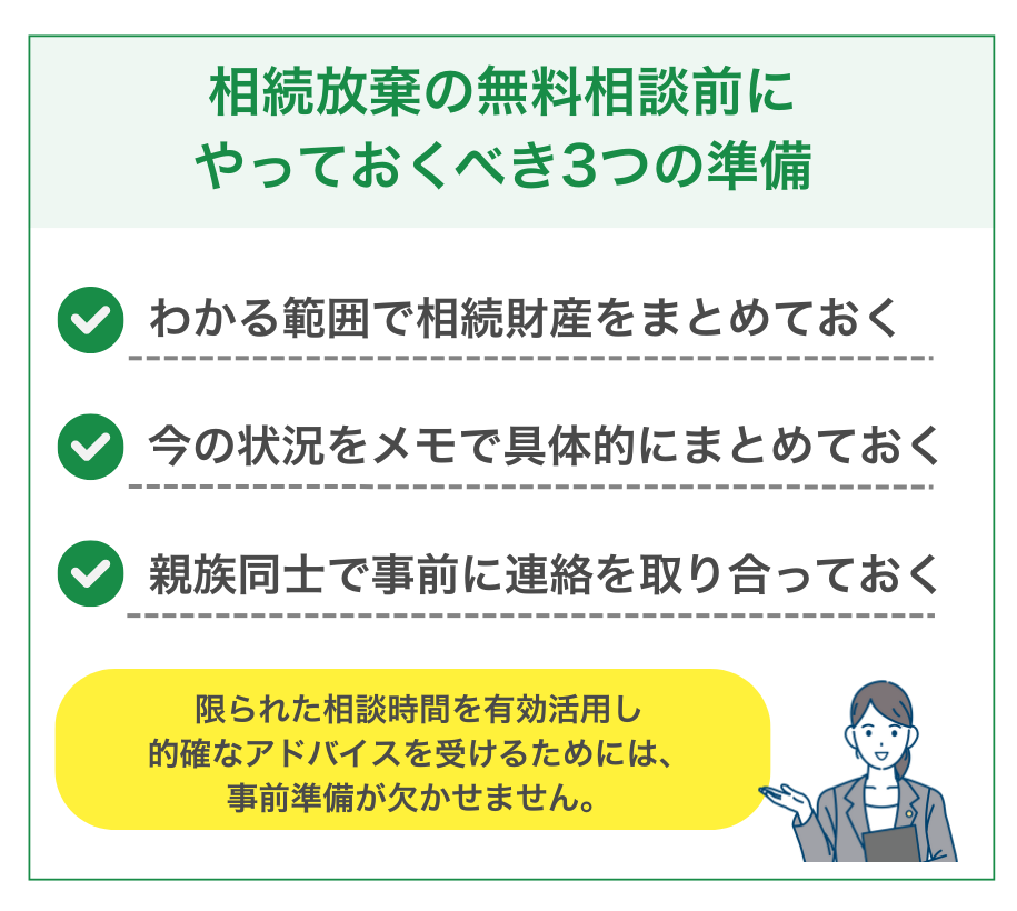 相続放棄の無料相談前にやっておくべき3つの準備
